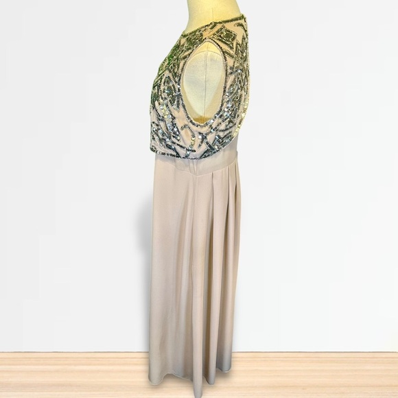 ASOS Mauve Pink / Purple Chiffon Side Slit Gown w/ Silver Sequin Embellishments - Picture 6 of 16